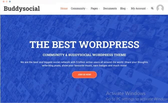 buddy social simple wordpress theme