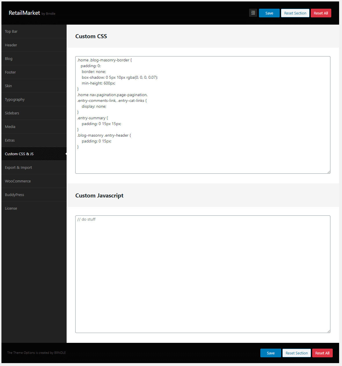 Custom CSS and JavaScript 1 cssJS