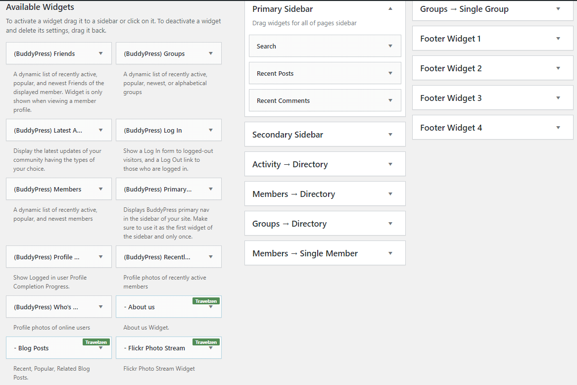 Widgets ‹ BuddyPress — WordPress