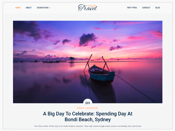 WordPress travel theme for site