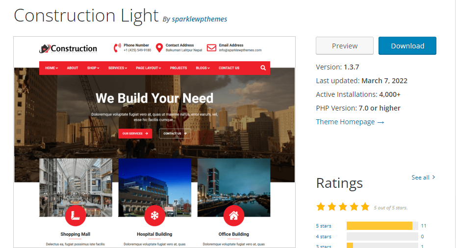 Construction Light- WordPress Real Estate Themes 