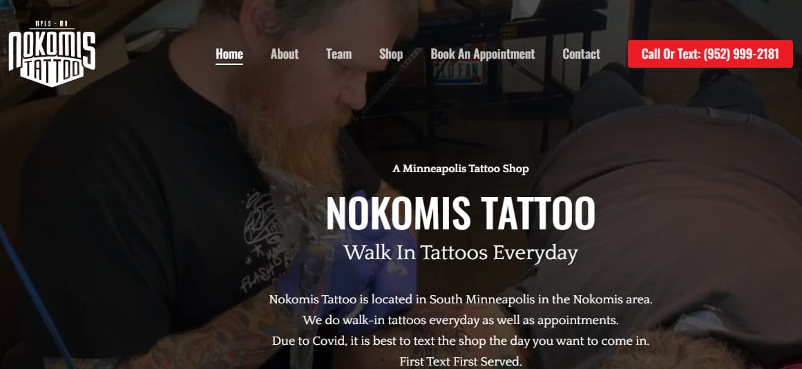 Nokomis Tattoo- tattoo website design